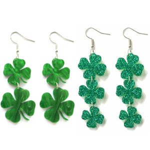 St Patricks Day Earrings for Womens Irish Shamrock Earrings Acrylic Green Dangle Earrings St Patricks Day Accessories for Irish Festival Gifts