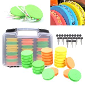 Flbirret 24pcs EVA Fishing Line Storage Spools Winding Board Tool Bobbin Tackle Mix Color High Density Foam ABS Plastic Excellent