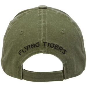 P-40 Flying Tigers Olive Embroidered Hat Cap with Adjustable Strap One Size Fits Most