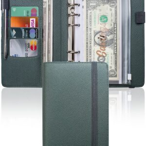 A6 Budget Binder with 10 Zipper Envelopes, PU Leather Money Binder Organizer for Cash Envelope Binder for Budgeting, Savings Binder with Budget Sheets & Stickers, Budget Organizer for Cash