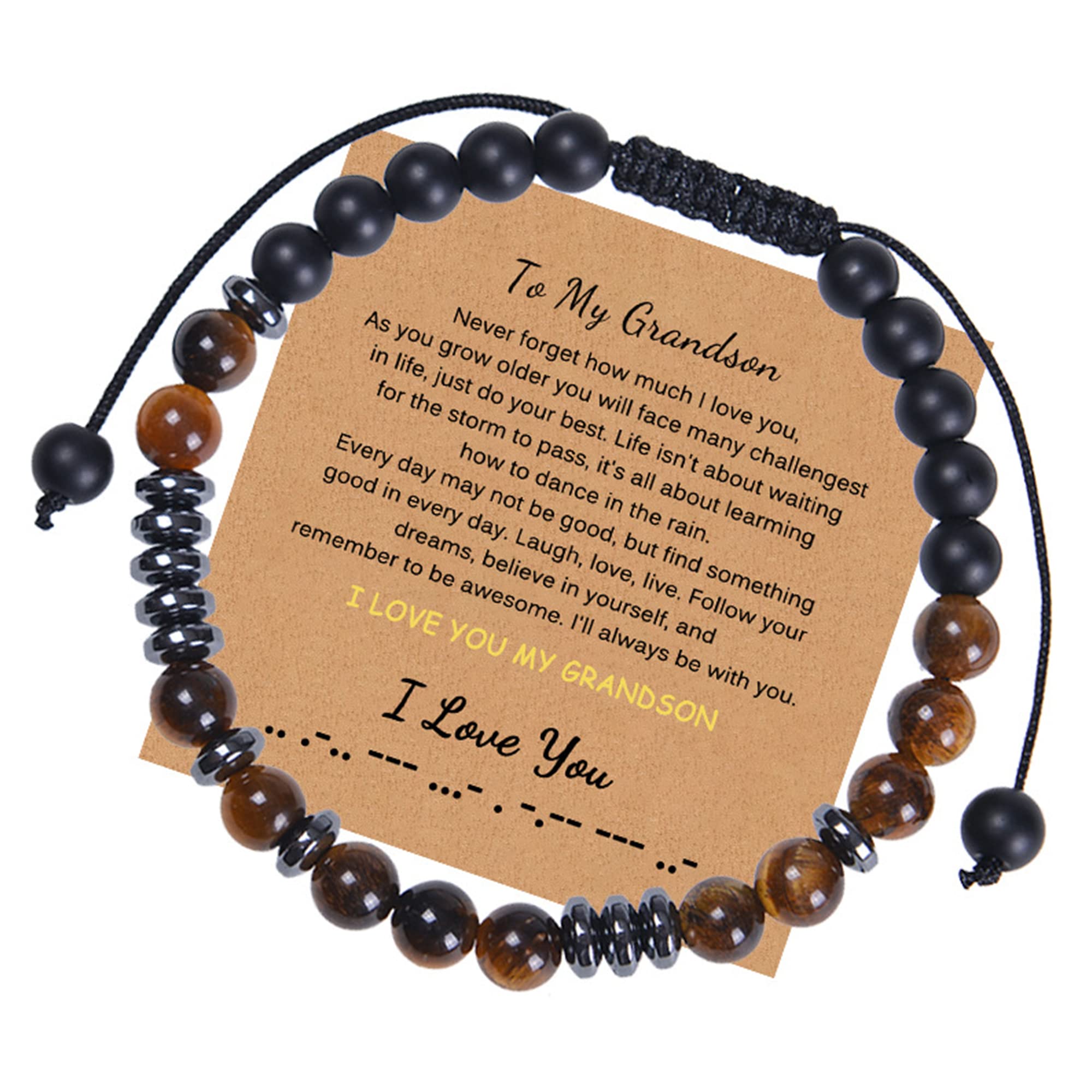 To My Grandson Bracelets Morse Code Bracelets Adjustable Teen Bracelets Birthday Gift for Grandson Morse Code With The People Closest To You