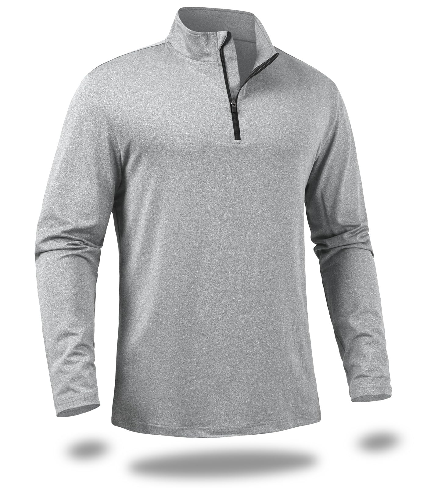 CARWORNIC Men's Long Sleeve Athletic Shirts Quarter Zip Pullover Quick Dry Active Sports Sweatshirt for Outdoor Running Workout Gym Golf Work Shirts Sliver Grey