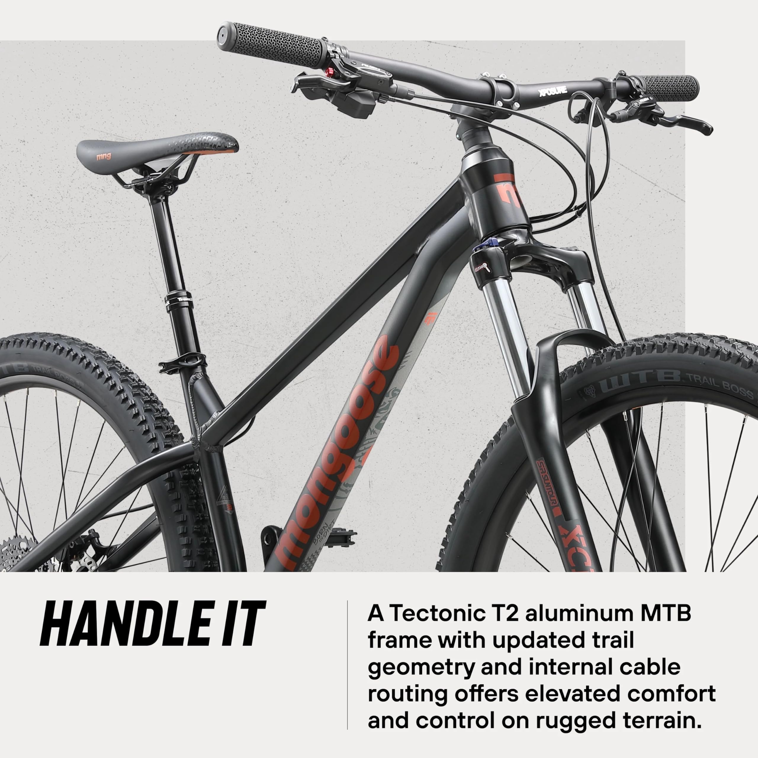 Mongoose Switchback 3 Mountain Bike for Men and Women, 10-Speed Drivetrain with Trigger Shifters, 29-Inch Wheels, 16-Inch Frame, Matte Black