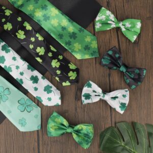 8 Pcs St. Patrick's Day Tie Men's Neckties Green Shamrock Tie Clover Bow Tie (1)