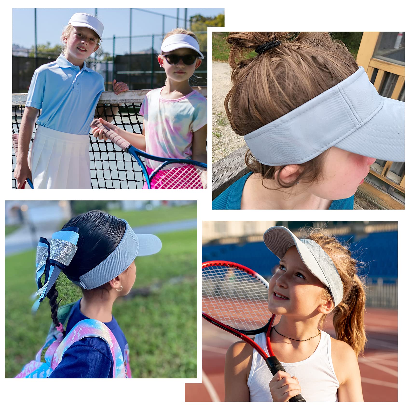 Durio Kids Sun Visor Hat Girls Hat Adjustable Kids Baseball Hat Sports Baseball Cap Athletic Kids Beach Hat Tennis Golf Sun Hats for Kids B White&Pink 6-12 Years