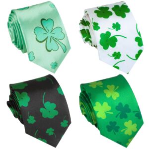 8 Pcs St. Patrick's Day Tie Men's Neckties Green Shamrock Tie Clover Bow Tie (1)