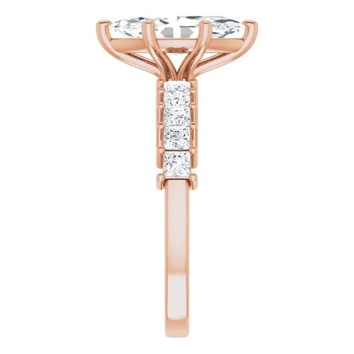 Moissanite Gems 2 CT Marquise Moissanite Engagement Ring Colorless VVS1 10K 14K 18K Rose Gold & 925 Sterling Diamond Accent Ring Anniversary Bridal Ring Set Valentine Gift for Her