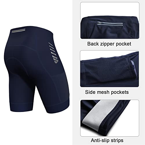 Padded Bike Shorts for Men Cycling Shorts with Paddeing Bicycle Biking Road Accessories Pockect Reflective Strip Large