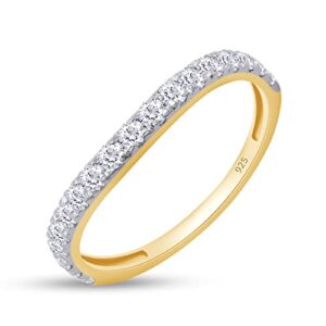 savearth diamonds 1/2 ct. t.w round cut lab created moissanite diamond half eternity wedding band ring for women in 14k yellow gold over sterling silver (vvs1 clarity, 0.50 cttw)-4.5