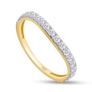 SAVEARTH DIAMONDS 1/2 ct. t.w Round Cut Lab Created Moissanite Diamond Half Eternity Wedding Band Ring For Women In 14K Yellow Gold Over Sterling Silver (VVS1 Clarity, 0.50 Cttw)-4.5