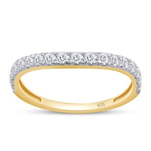 SAVEARTH DIAMONDS 1/2 ct. t.w Round Cut Lab Created Moissanite Diamond Half Eternity Wedding Band Ring For Women In 14K Yellow Gold Over Sterling Silver (VVS1 Clarity, 0.50 Cttw)-4.5