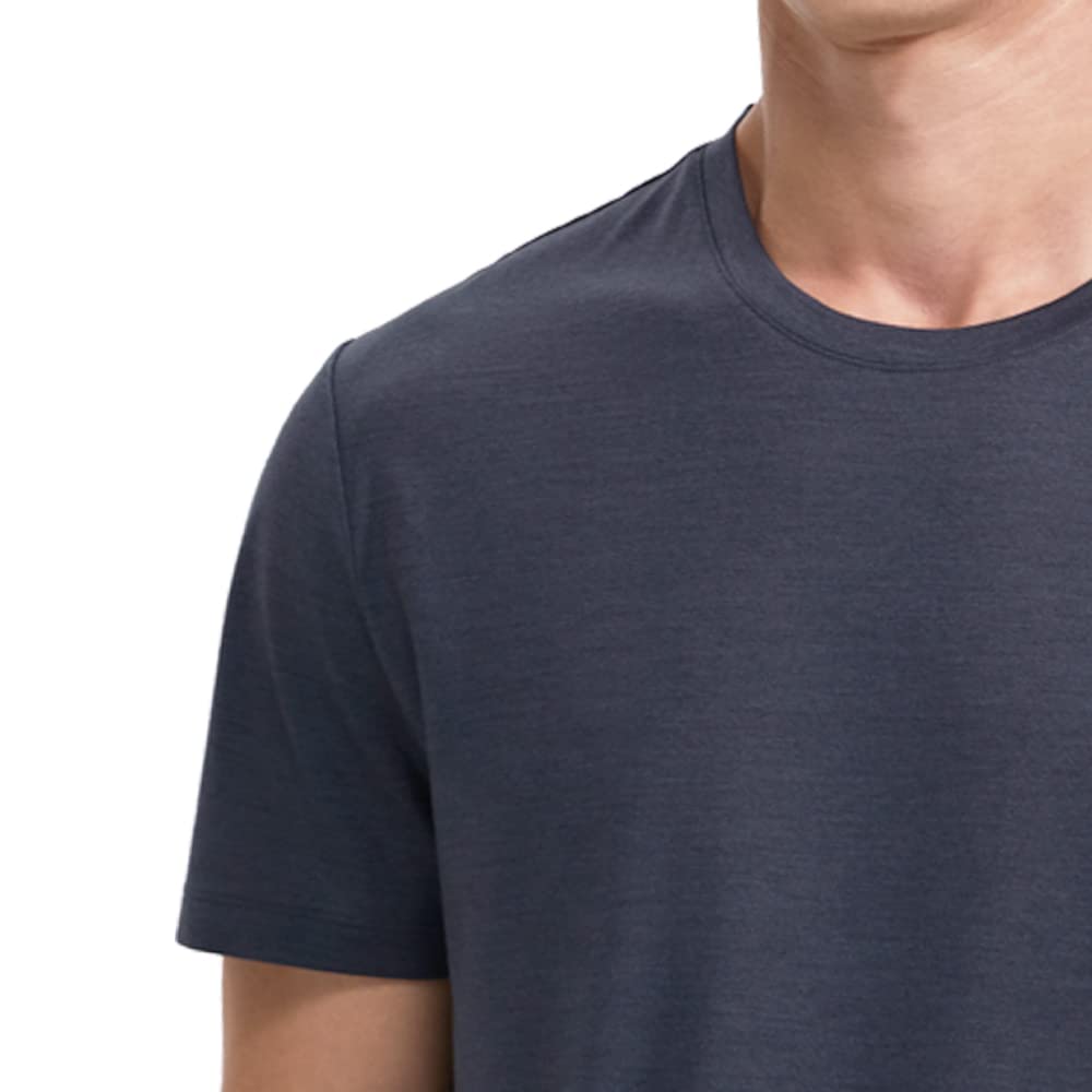 Woolinkin Merino Wool Coolmax Blend T Shirt - Men’s Durable Short Sleeve Wool Base Layer - 150 Lightweight (Dark Grey, Large)