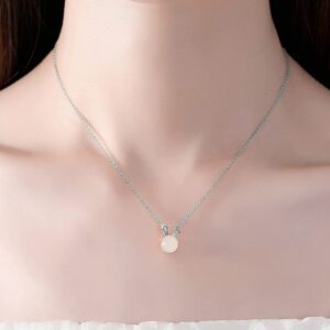 SLOEFY 14K Gold Jade Rabbit Necklace, Moissanite Rabbit Pendant Necklace, Chinese New Year Jewelry Gifts For Women (White Gold, 14K)