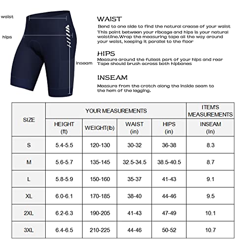 Padded Bike Shorts for Men Cycling Shorts with Paddeing Bicycle Biking Road Accessories Pockect Reflective Strip Large