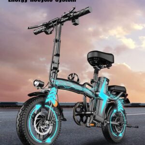 Upgrade Folding Electric Bicycle for Adults 400W 48V15Ah Build-in Lithium Large Battey Long Range 20 * 4.0" Fat Tire E-Bike All Terrien Mountain Snow Beach City Cruiser Electric Bike Engine Pro