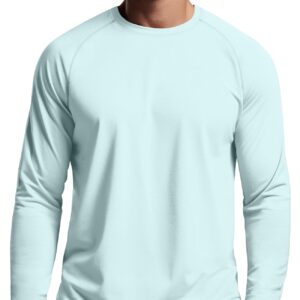 Zengjo Mens Athletic Shirts Long Sleeve(Light Blue,L)