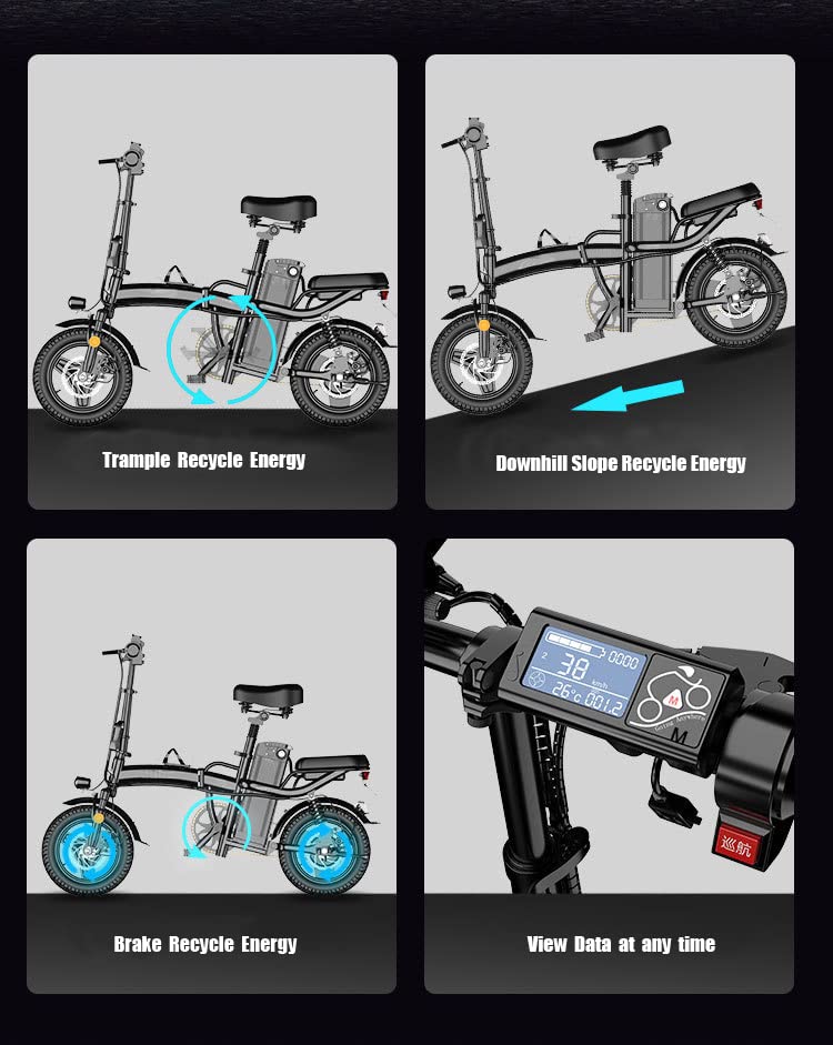 Upgrade Folding Electric Bicycle for Adults 400W 48V15Ah Build-in Lithium Large Battey Long Range 20 * 4.0" Fat Tire E-Bike All Terrien Mountain Snow Beach City Cruiser Electric Bike Engine Pro