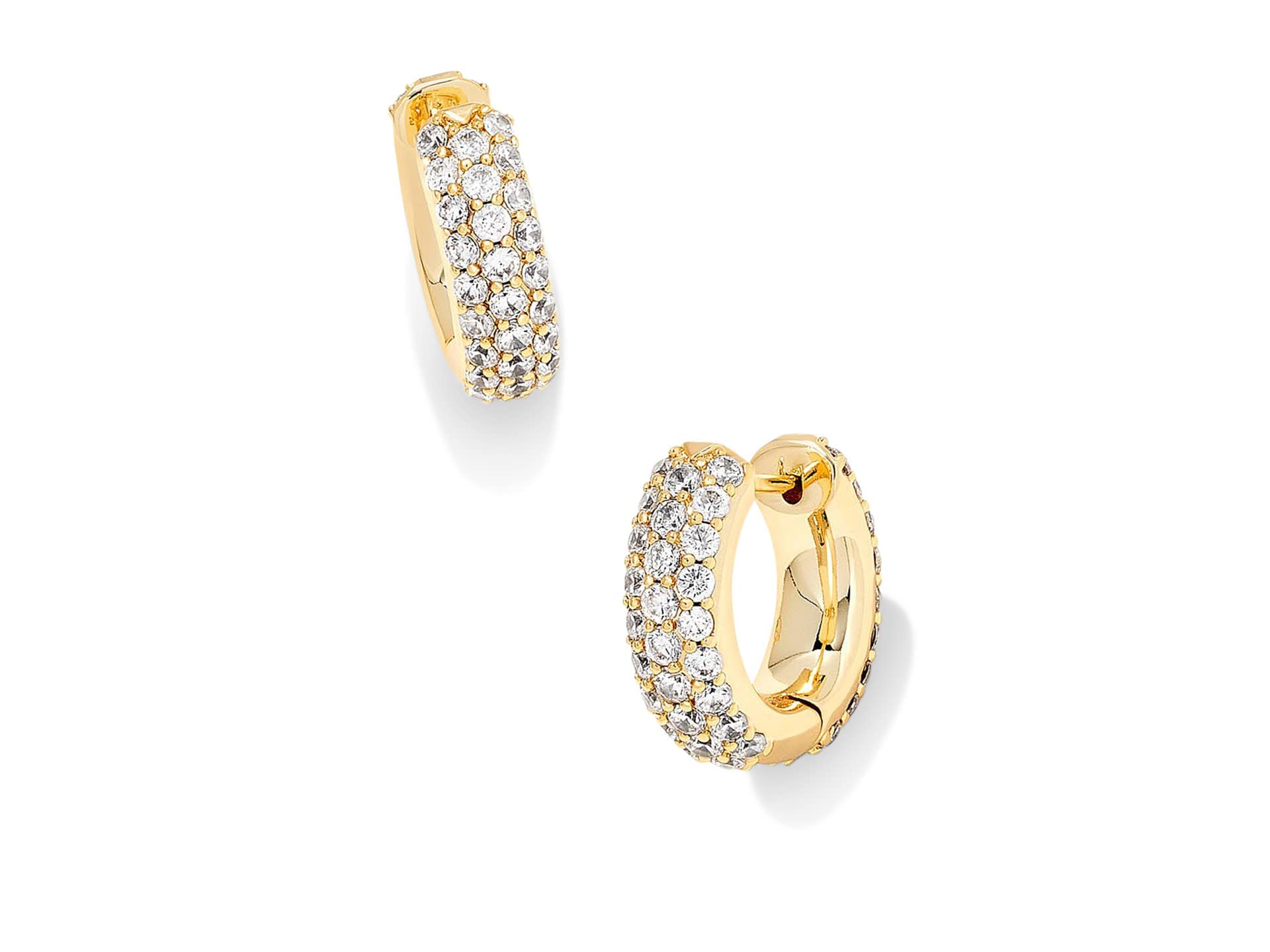 Kendra Scott Mikki Pave Huggie Earrings in 14k Gold-Plated Brass, Fashion Jewelry For Women