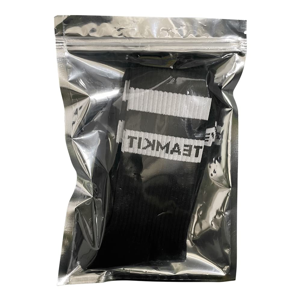 Teamkit Men's Double Stripe Crew Socks - Premium Fit & Feel, Lightweight, Breathable, Single Pack. Made In USA (Black)