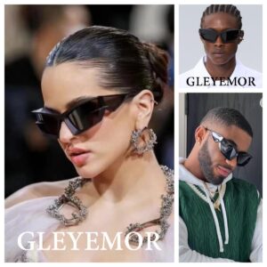 Gleyemor Trendy Wrap Around Fashion Sunglasses for Men Women, Cool Sport Y2K Sunglasses Future Style Glasses (Black/Grey)