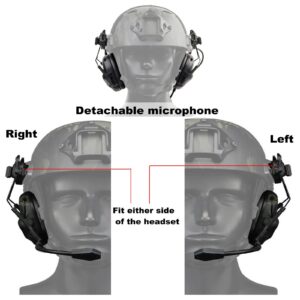 Hdlsina Helmet Mode Tactical Shooting headset + with U94 PTT 2pin with ARC Rail Adapter Noise Reduction & Sound Pickup Ear Protection (Black)