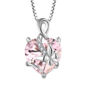 STARNNY Infinity Butterfly Birthstone Necklace for Women Sterling Silver Heart Necklace Jewelry for Women Tourmaline