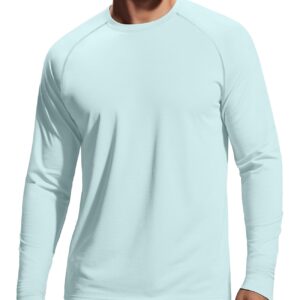 Zengjo Mens Athletic Shirts Long Sleeve(Light Blue,L)