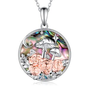 cvravo mushroom necklace 925 sterling silver magical mushroom necklace abalone shell mushroom jewelry gifts for women