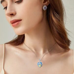 STARNNY Infinity Sunflower Birthstone Necklace for Women Sterling Silver Heart Necklace Jewelry for Women Aquamarine