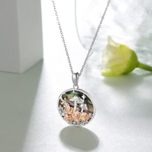 CVRAVO Mushroom Necklace 925 Sterling Silver Magical Mushroom Necklace Abalone Shell Mushroom Jewelry Gifts for Women