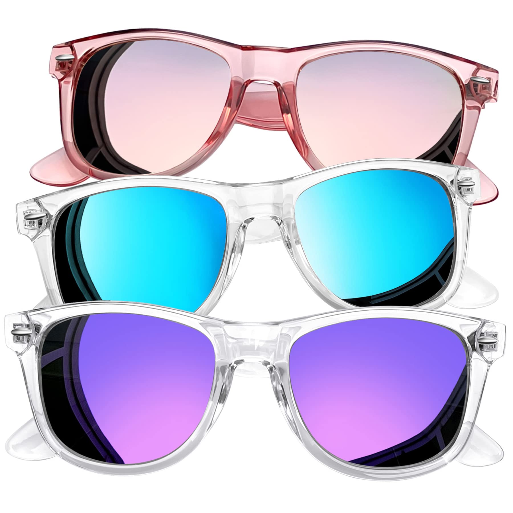 Joopin Oversized Square Sunglasses Polarized Sun Glasses UV Protection Clear Frame Shades for Women Men (All Pink + Blue + Purple)