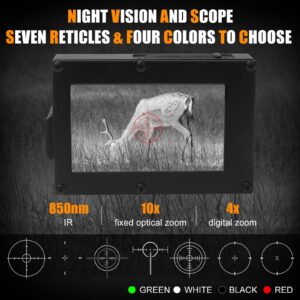 Night Vision Hunting Scope, 3.1-Inch Large Screen Rifle Scope, Monocular for Nightfall Total Darkness, Riflescopes for Outdoor Day & Night