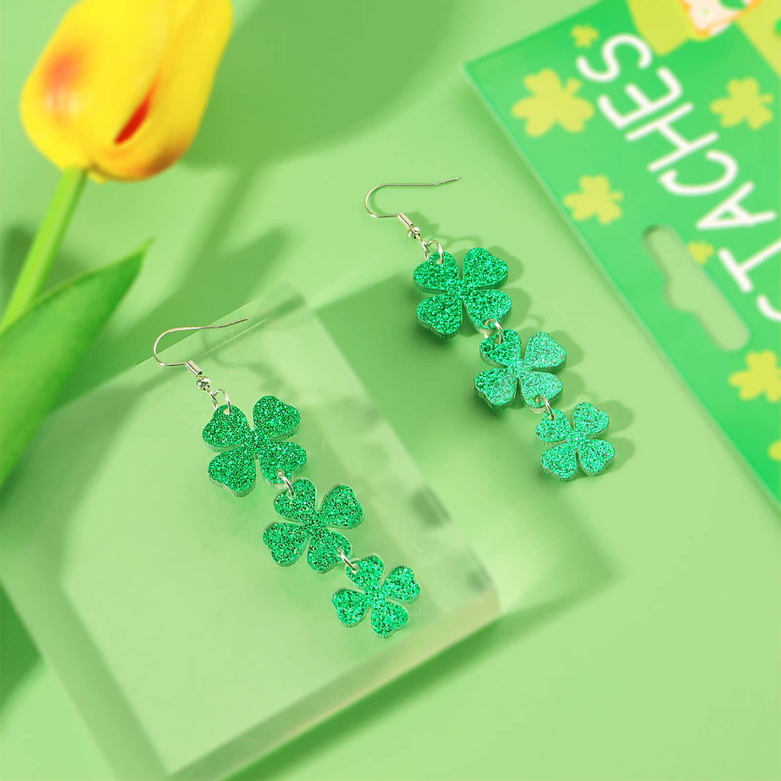 St.Patrick's Day Earrings Shamrock Earrings for Women Good Luck Charm Leaf Dangle Earrings for Womens Green Hat Drop Friendship Earrings Earrings Jewelry Gift