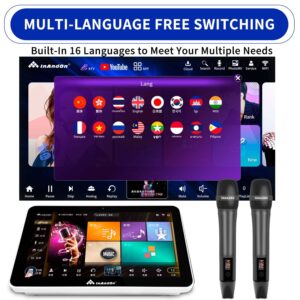 2023 New Inandon Karaoke Machine,15.6 Inch Touch Screen Phone App Control Free Cloud Download Songs All in One Karaoke System with Mic, KTV Singing Chinese Karaoke Player for Home Party,6T,White