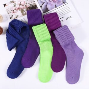 BOOPH Slouch Socks Women Scrunch Sock Knee High Slouchy Socks for Women Size 6-11 Purple