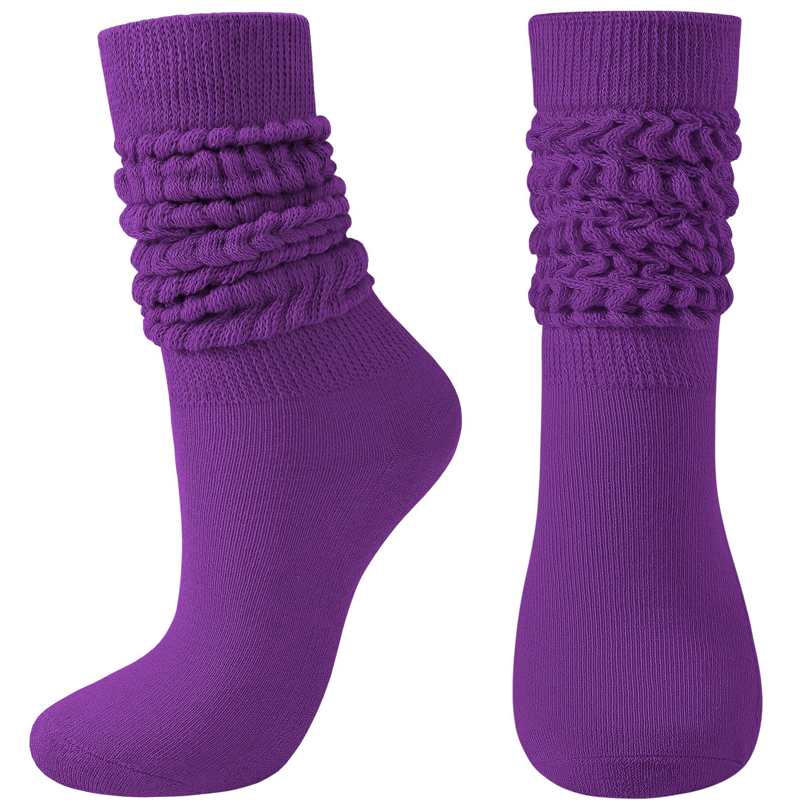 BOOPH Slouch Socks Women Scrunch Sock Knee High Slouchy Socks for Women Size 6-11 Purple