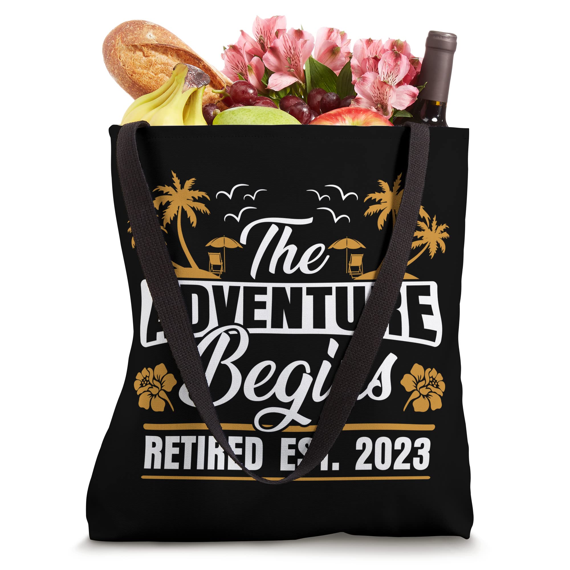 Retired Est 2023 Retirement Party The Adventure Begins Beach Tote Bag