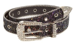 nocihah black rhinestone belt western cowgirl cowboy belts vintage bling crystal diamond studded leather belt for jean pants (multicolor-width2.8