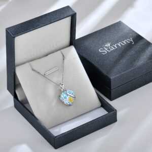 STARNNY Infinity Sunflower Birthstone Necklace for Women Sterling Silver Heart Necklace Jewelry for Women Aquamarine