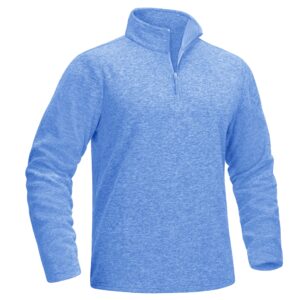 magcomsen men's quarter zip pullover long sleeve athletic shirt gym running performance tops pullover thermal workout sweatshirts light blue