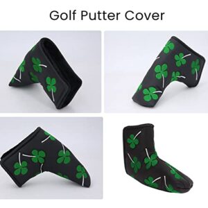 Oumefar Golf Putter Headcover, Embroidery Craftsmanship Soft Plush Lining Golf Blade Putter Cover PU Fabric for Indoor(Black) Golfclubcover