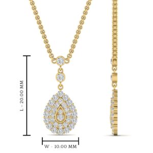 Fascinating Diamonds 3/8 Ctw Round Cut Natural Diamond Bezel Double Halo Teardrop Pendant For Women 14K Yellow Gold SI1-SI2 Clarity And F-H Color (Premium Collection)