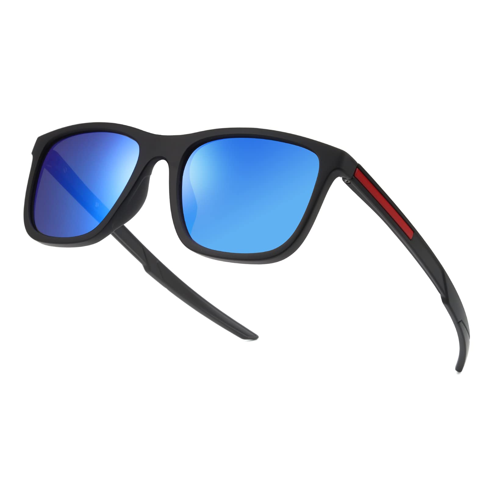 POLARKING Retro Polarized Sunglasses For Men Women,Square Sport Sun Glasses Shades Shady Rays for Fishing Driving UV Protection Blue Lens