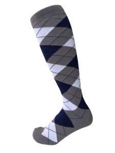 triple m plus dark gray/white/dark blue argyle golf socks,over-the-calf men socks