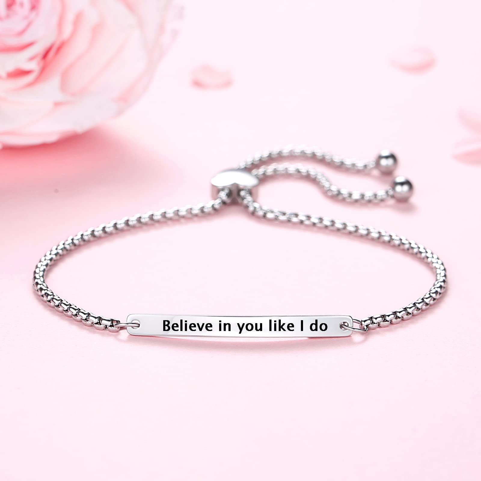 LYMYF Bracelets for Women Teen Girls Handcraft Inspirational Jewelry Encouragement Inspired Link Chain Bracelet Gift for Girlfriend Sister Wife Motivational Women's Link Bracelets