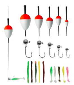 fishing bobbers kit slip floats set rig jig heads hook soft lures adjustable popping cork fishing tackle gear