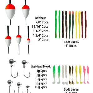 Fishing Bobbers Kit Slip Floats Set Rig Jig Heads Hook Soft Lures Adjustable Popping Cork Fishing Tackle Gear