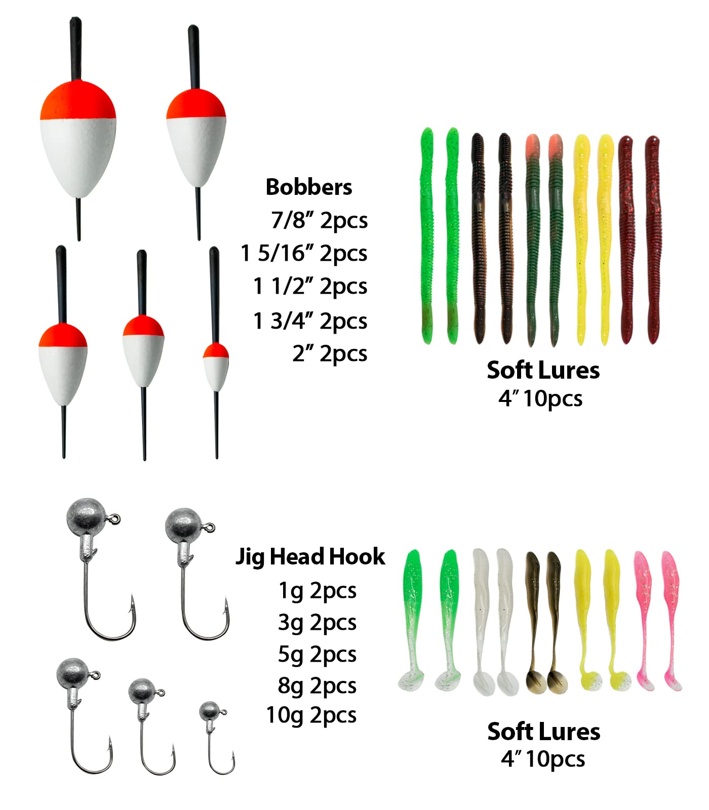 Fishing Bobbers Kit Slip Floats Set Rig Jig Heads Hook Soft Lures Adjustable Popping Cork Fishing Tackle Gear