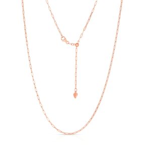 floreo 14k rose gold 1.5mm adjustable paperclip link chain necklace, 22 inch