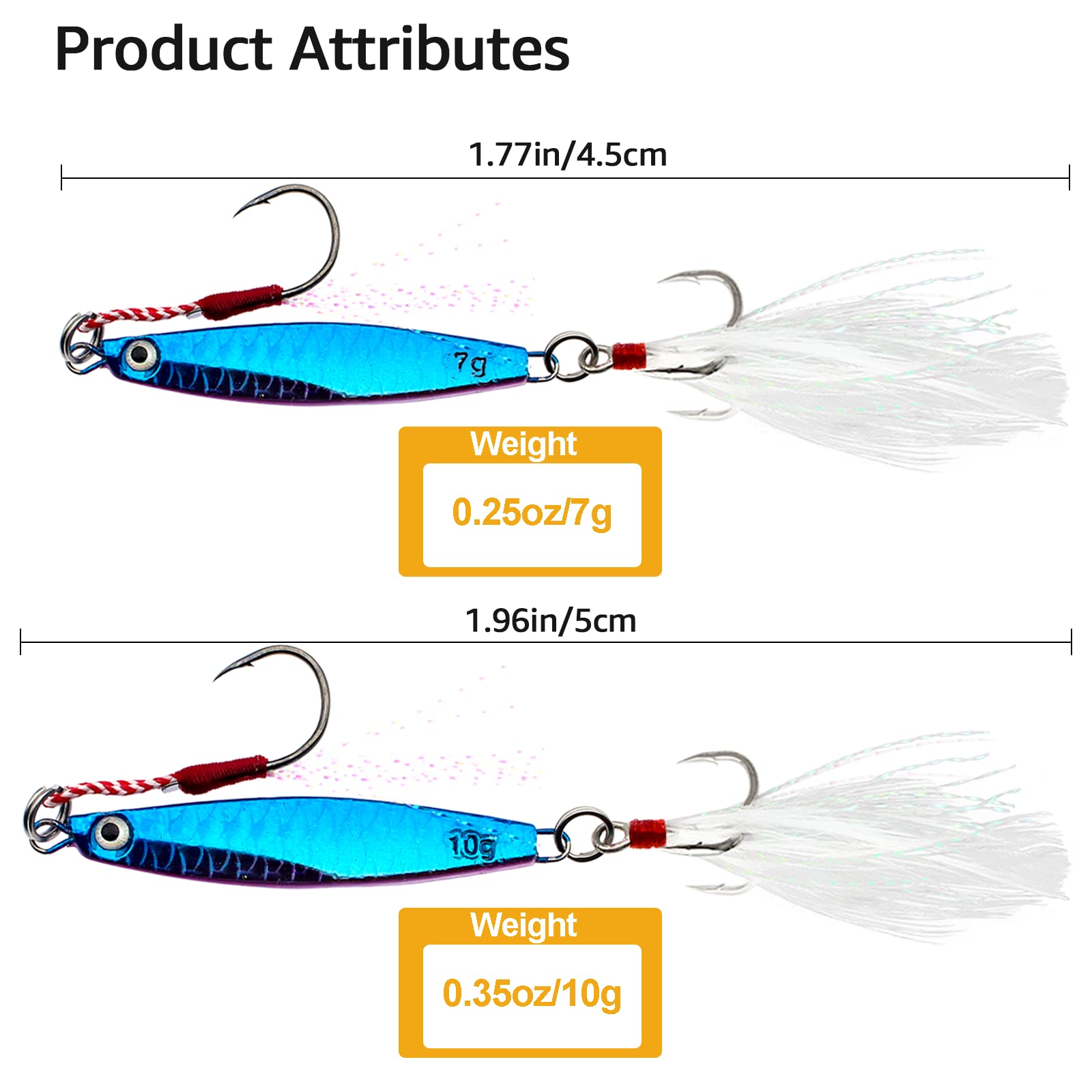 Fishing Jigs Metal Fishing Spoons Lures Hardbaits, Spinner Blade Bait Long Casting 3D Eyes Treble Hook VIB Swimbait Freshwater Saltwater Fishing jigs for Bass Walleye (C-10pcs 0.25oz&0.35oz)